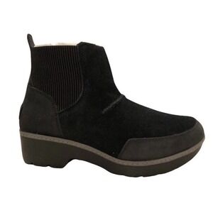 Y2K UGG Women's Kress Black Suede Waterproof Ankle Boots 1095147 Sz 6 Chunky OLD